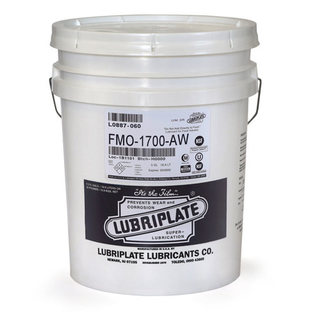 LUBRIPLATE Fmo-1700-Aw, 5 Gal Pail, H-1/Food Grade Usp Mineral Oil Fluid For Gear Boxes, Iso-320 L0887-060